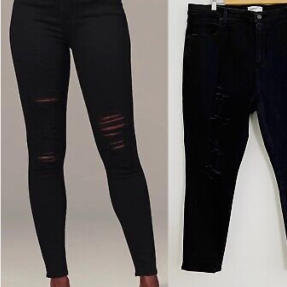 Abercrombie Super Skinny High Rise (Curve Love/Long) Black Denim Jeans